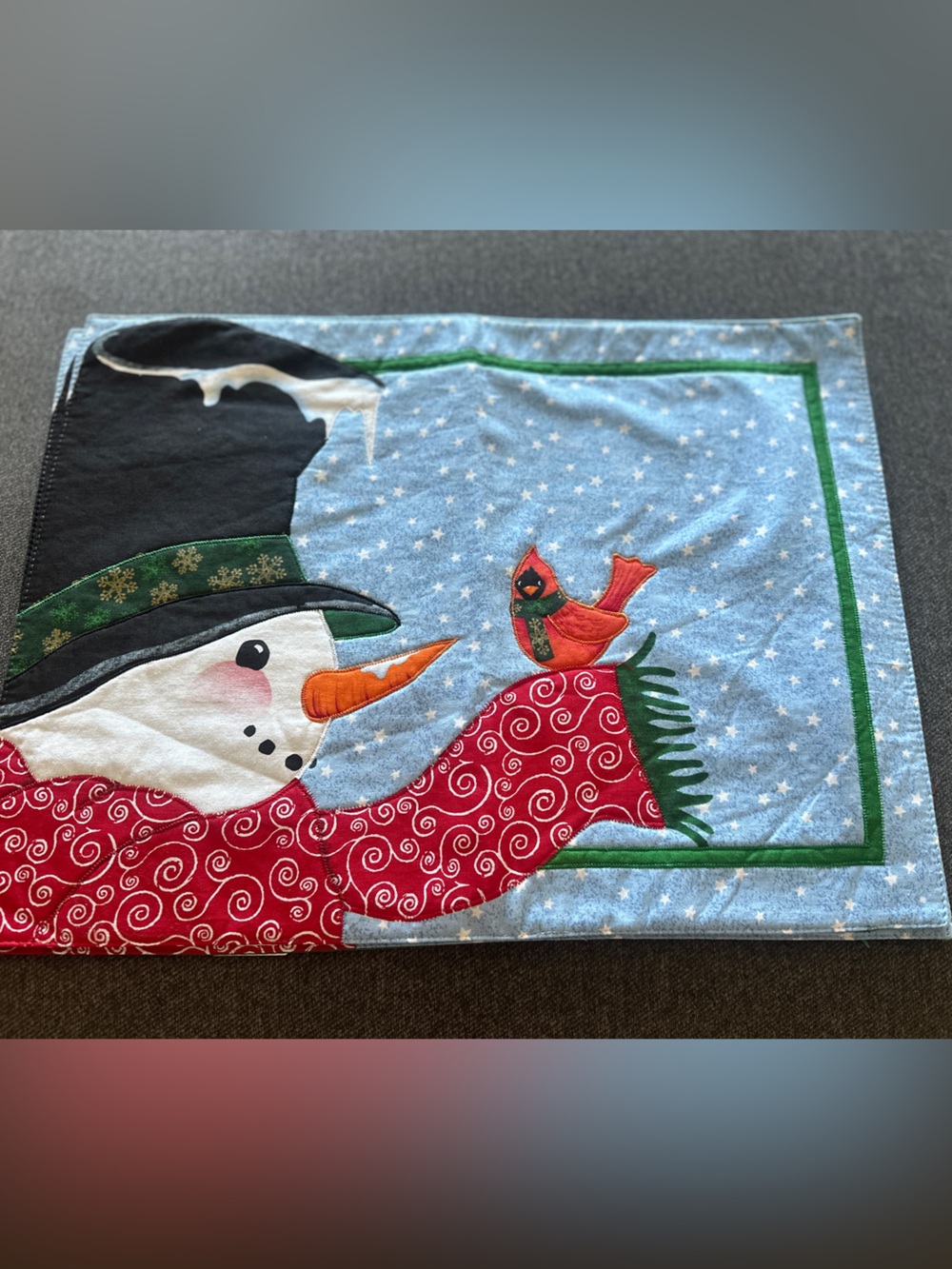 Snowman & Cardinal Appliqué Holiday Placemats (Qty: 2)